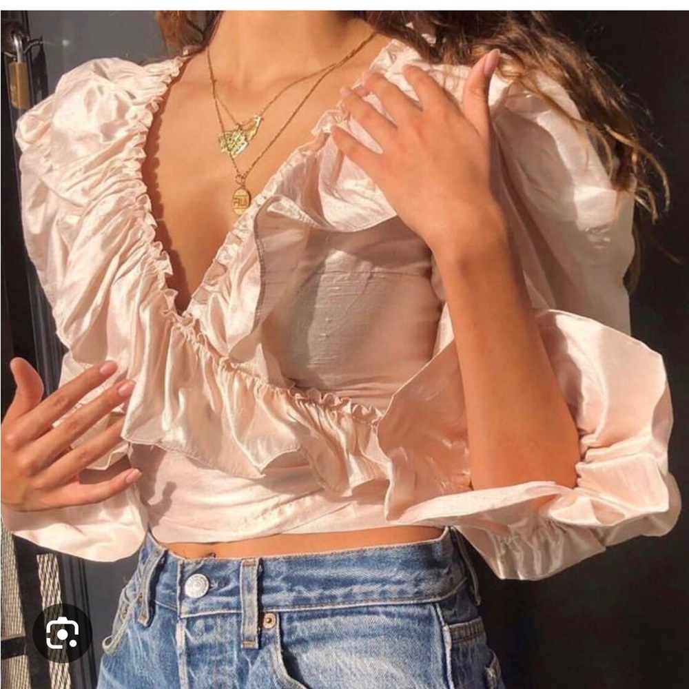 Courtyard LA Poet Blouse Wrap Shirt SILK size xs top